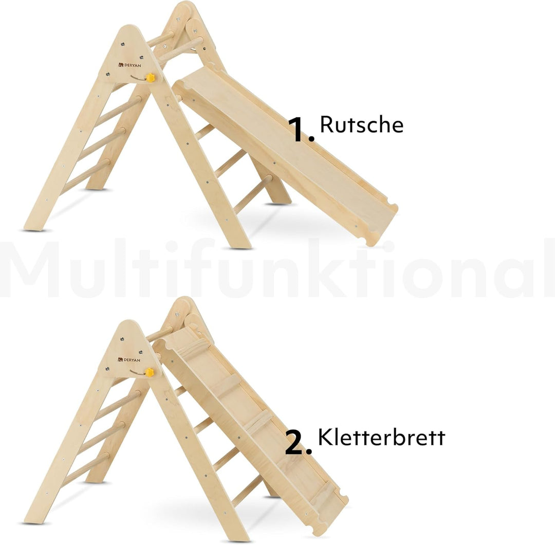 Deryan Luxe Dreieck, faltbar, mit Rampe und Eichhörnchenkäfig/Rutsche – Montessori Gym Möbel aus Hol