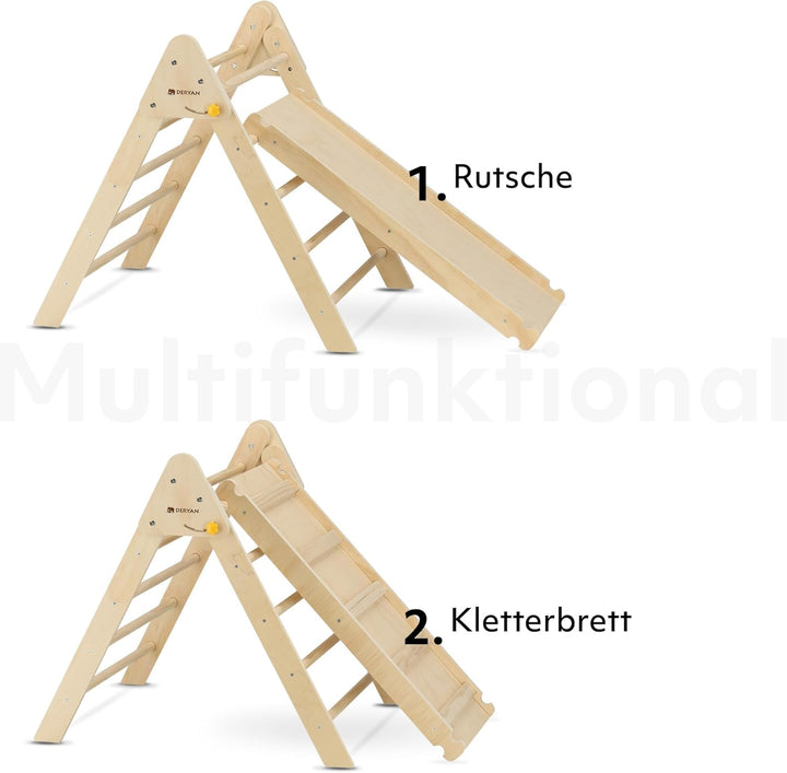 Deryan Luxe Dreieck, faltbar, mit Rampe und Eichhörnchenkäfig/Rutsche – Montessori Gym Möbel aus Hol