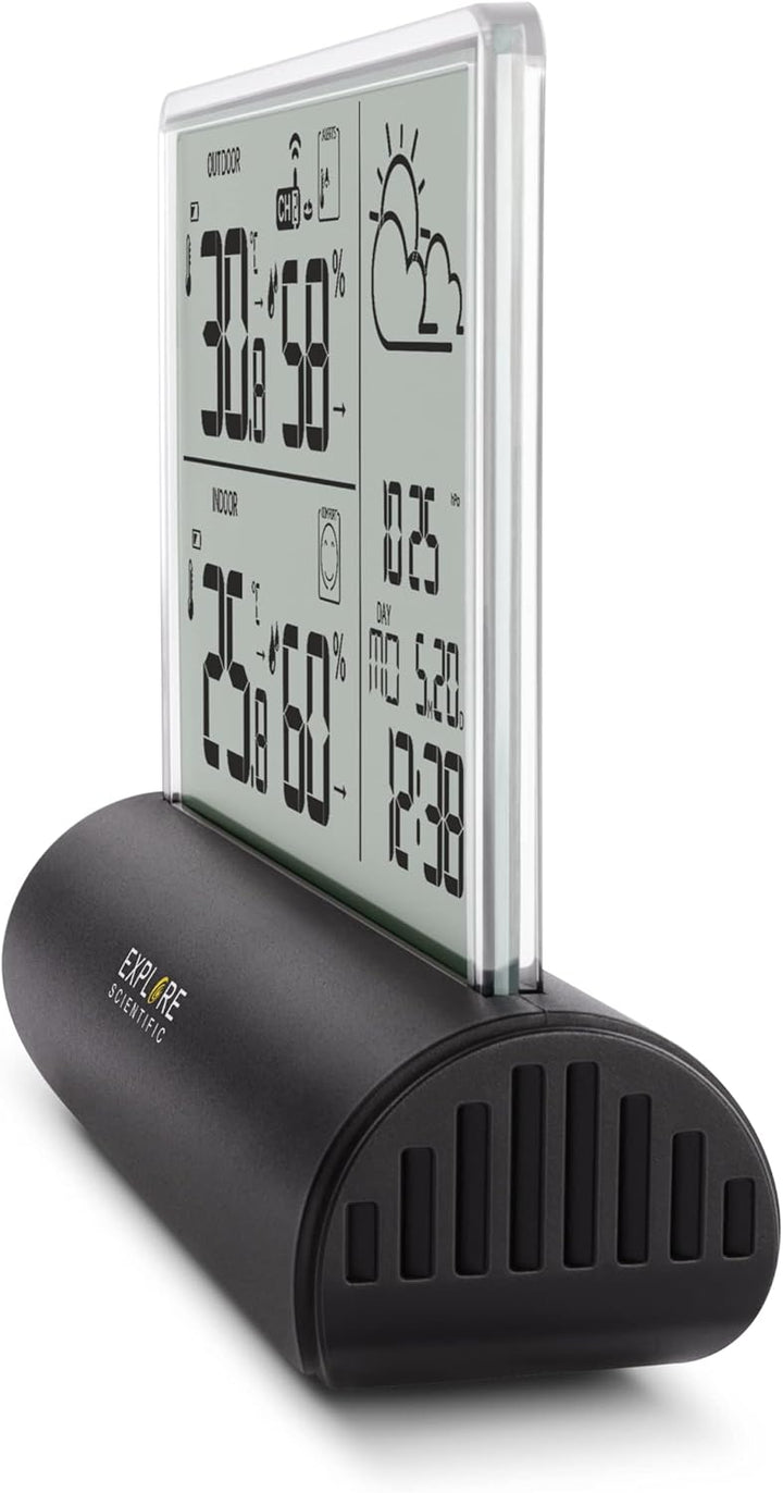 Explore Scientific WSH4501 Wetterstation mit Klarglas Display, barometrischer Druck, Temperatur und