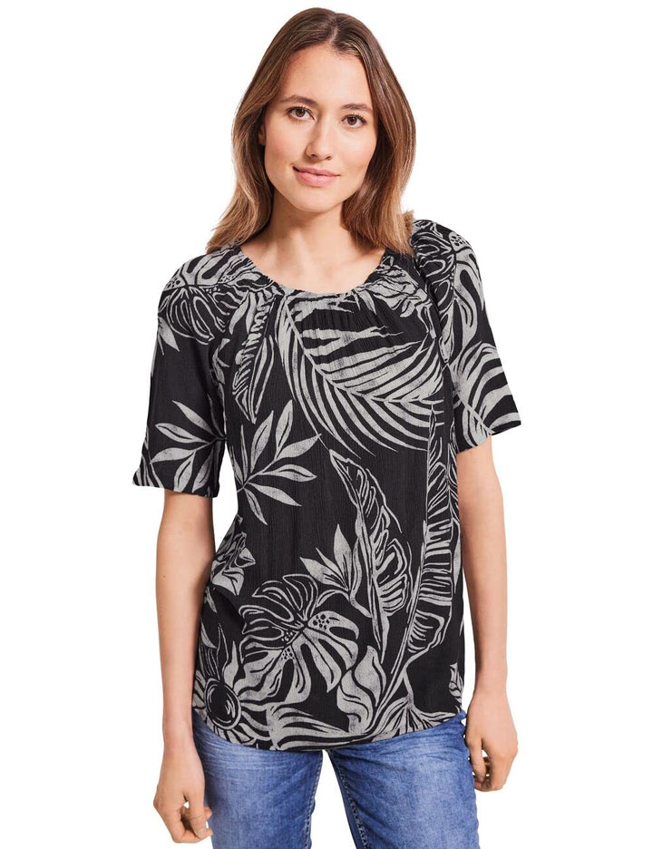 Cecil Damen Sommerbluse Bedruckt XXL Carbon Grey, XXL Carbon Grey