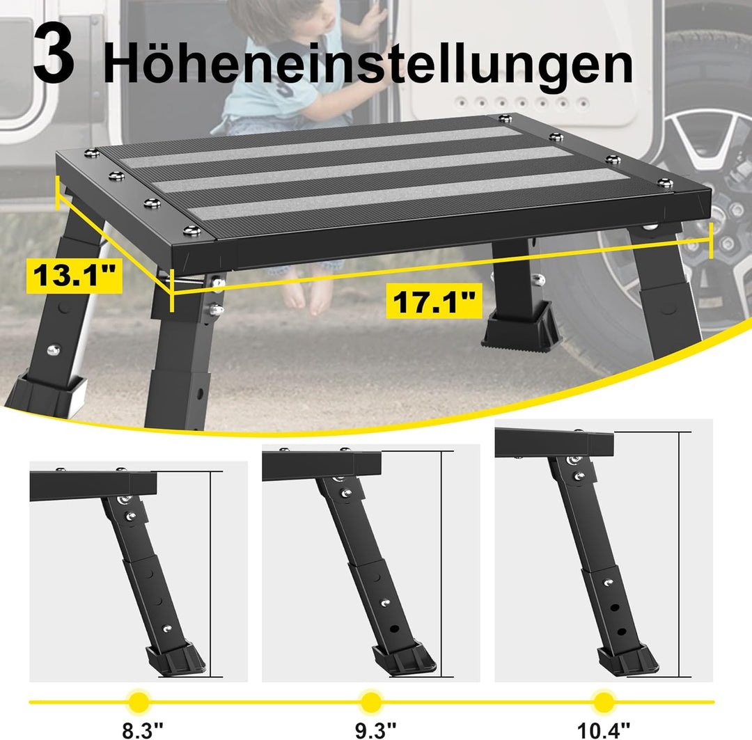 ILOKNZI Aluminium Klapptritt Wohnmobil Tritthocker 1 Stufe Max Belastung 220 kg für Camping/Autowäsc