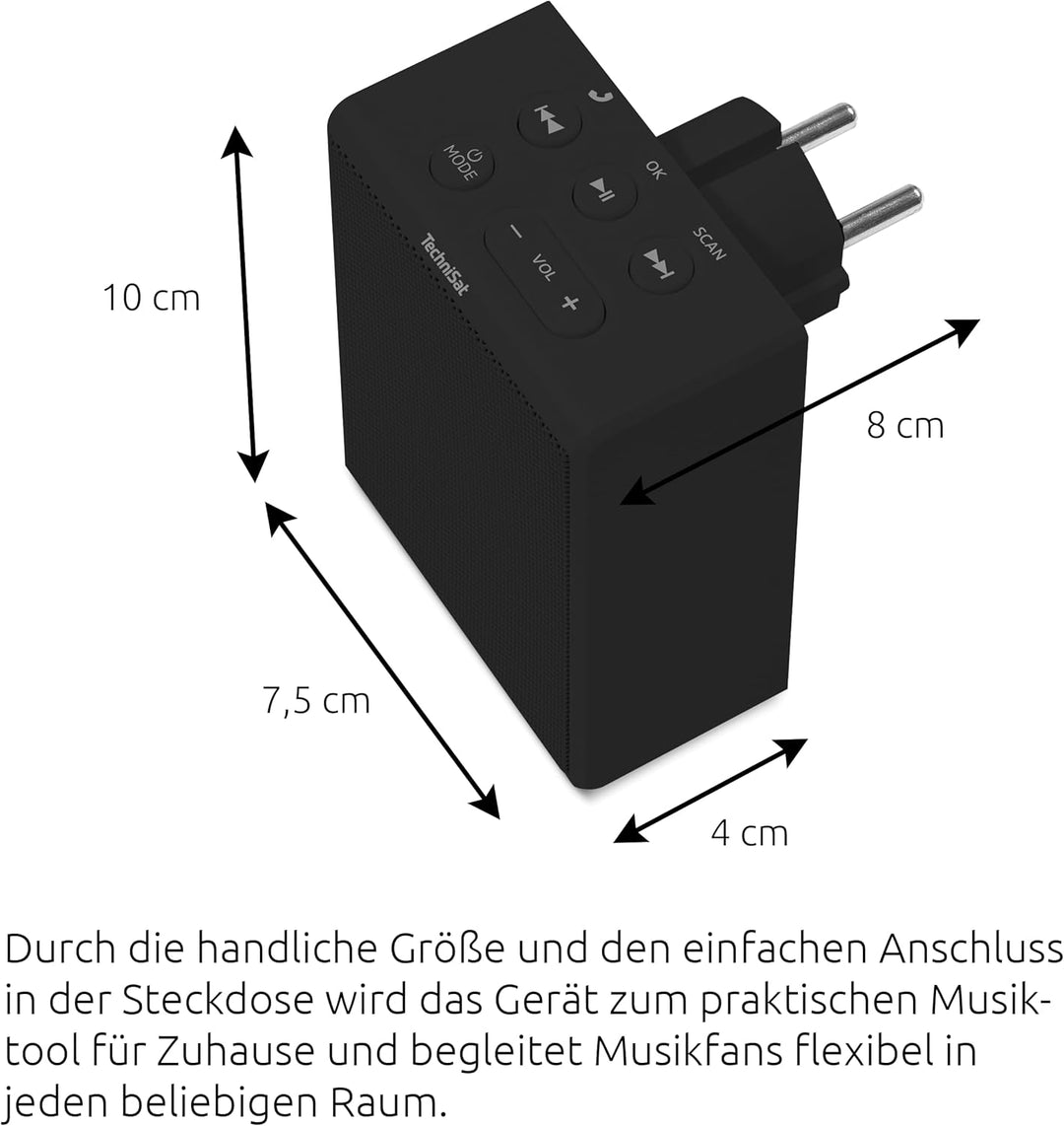 TechniSat Viola Steckdosenradio - Kompaktes UKW-Radio für die Steckdose (Bluetooth, Freisprecheinric