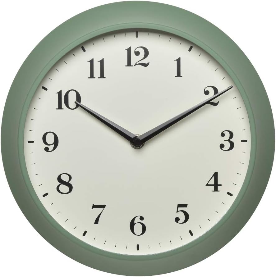 TFA Dostmann Analoge Retro Wanduhr, 60.3540.04, Funk-Wanduhr, aus Metall, grün, (l) 270 x (b) 82 x (