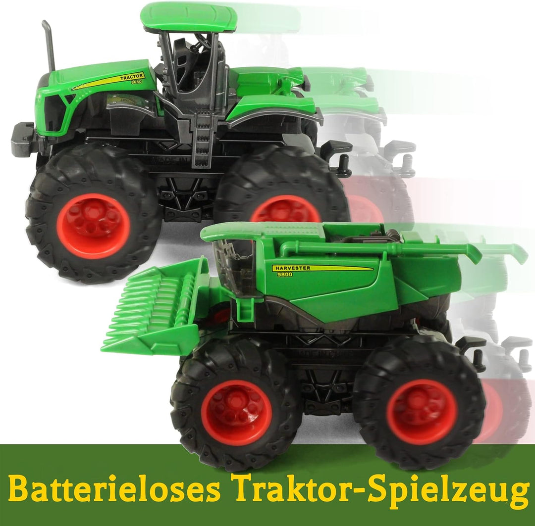 Farm Traktor Fahrzeuge Traktor Anhänger, Reibungsbetriebene Trägheit Trecker mit Anhänger, Metall &amp;