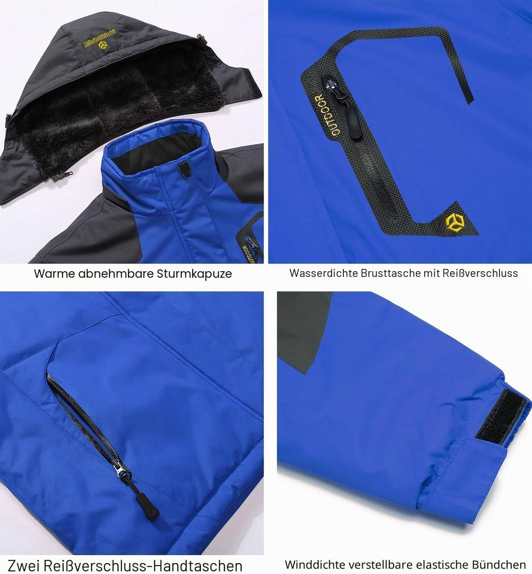 CARWORNIC Herren Winddichte Berg Ski Jacke Winter Warm Schnee Kapuze Windbreaker Wandern Snowboard M