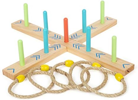 small foot Ringwurfspiel "Active", aus Holz, Garten-Spiel für Kinder ab 3 Jahren, 12035, Ringwurf