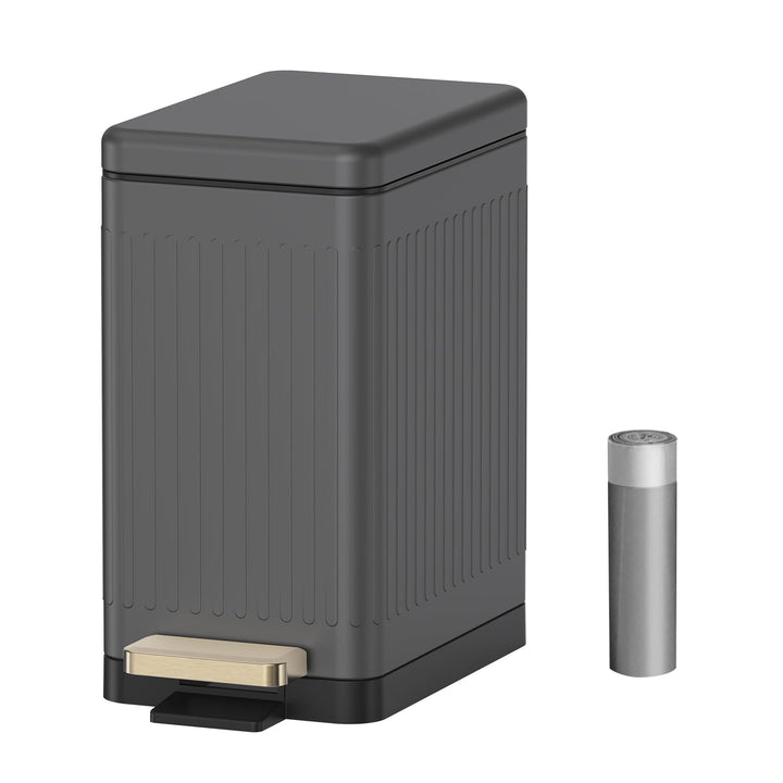 Mbillion Badezimmer-Mülleimer mit Deckel - Edelstahl Schritt Slim Abfalleimer, Metall-Abfallkorb 10L