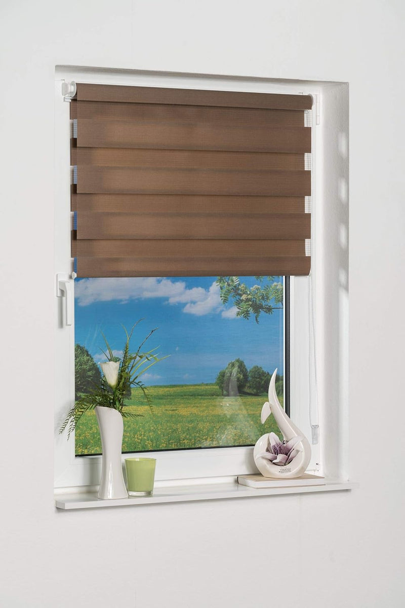 K-home Klemmfix Doppelrollo Madrid ohne Bohren Mokka 75 x 200 cm (B x L), Mokka 75 x 200 cm (B x L)