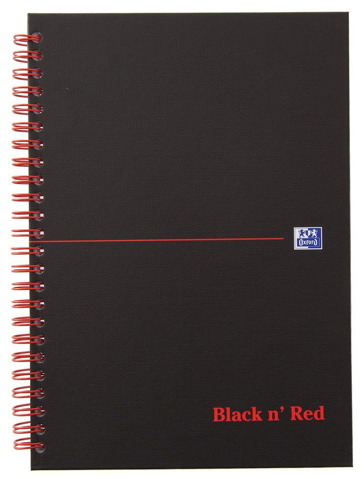Oxford 400047652 Spiralbuch Black n' Red 5er Pack DIN A5 kariert mattes Hardcover 70 Blatt schwarz r