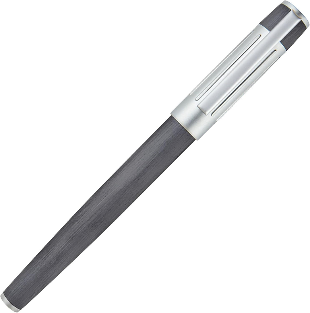 Hugo Boss Gear Ribs Füllfederhalter aus Messing und Aluminium in der Farbe Gun, Länge: 13,8cm, Feder