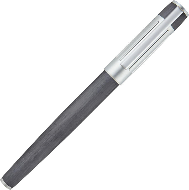 Hugo Boss Gear Ribs Füllfederhalter aus Messing und Aluminium in der Farbe Gun, Länge: 13,8cm, Feder