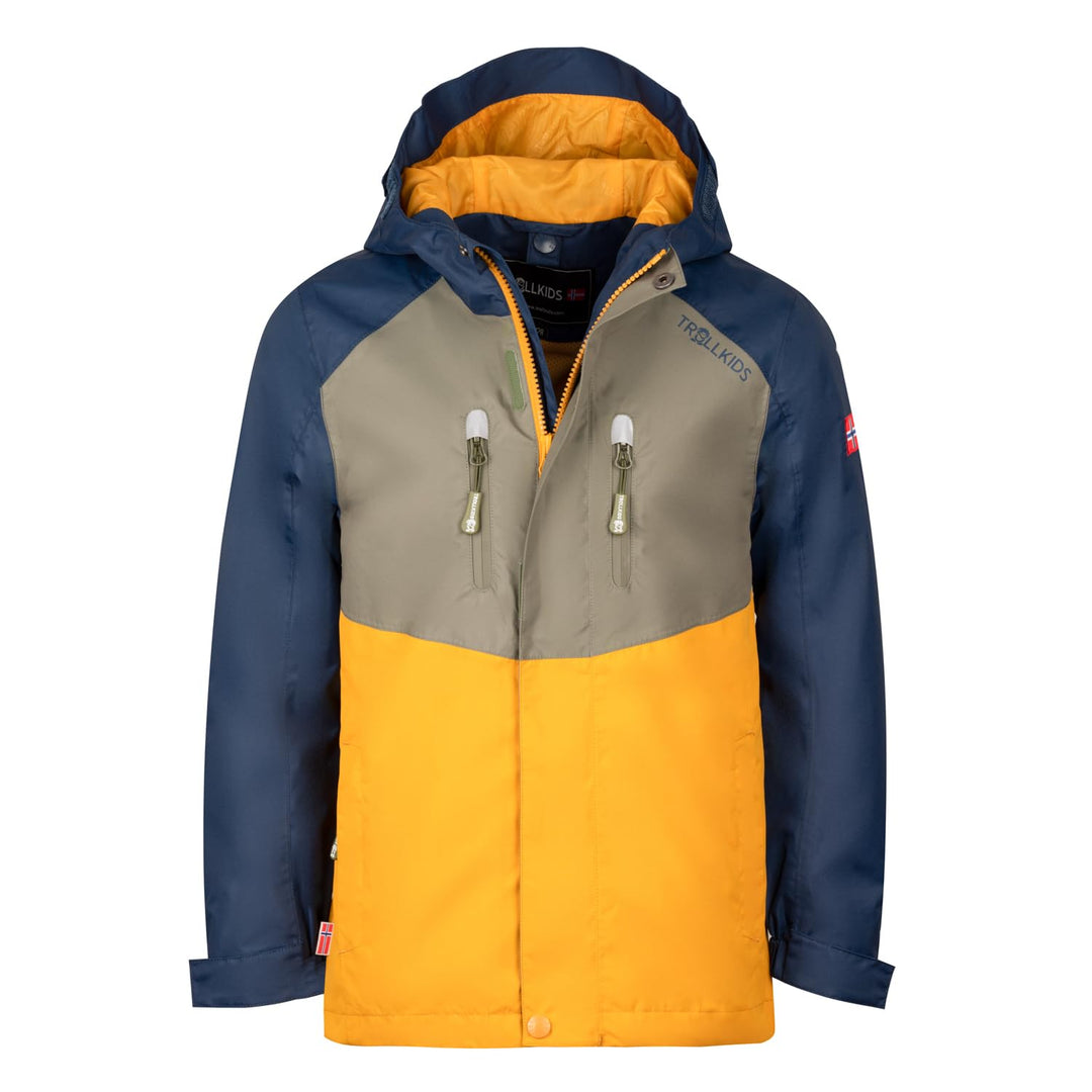 Trollkids Kinder Bryggen wasserdichte winddichte 3in1 Jacke 98 Moosgrün/Goldgelb/Blau, 98 Moosgrün/G