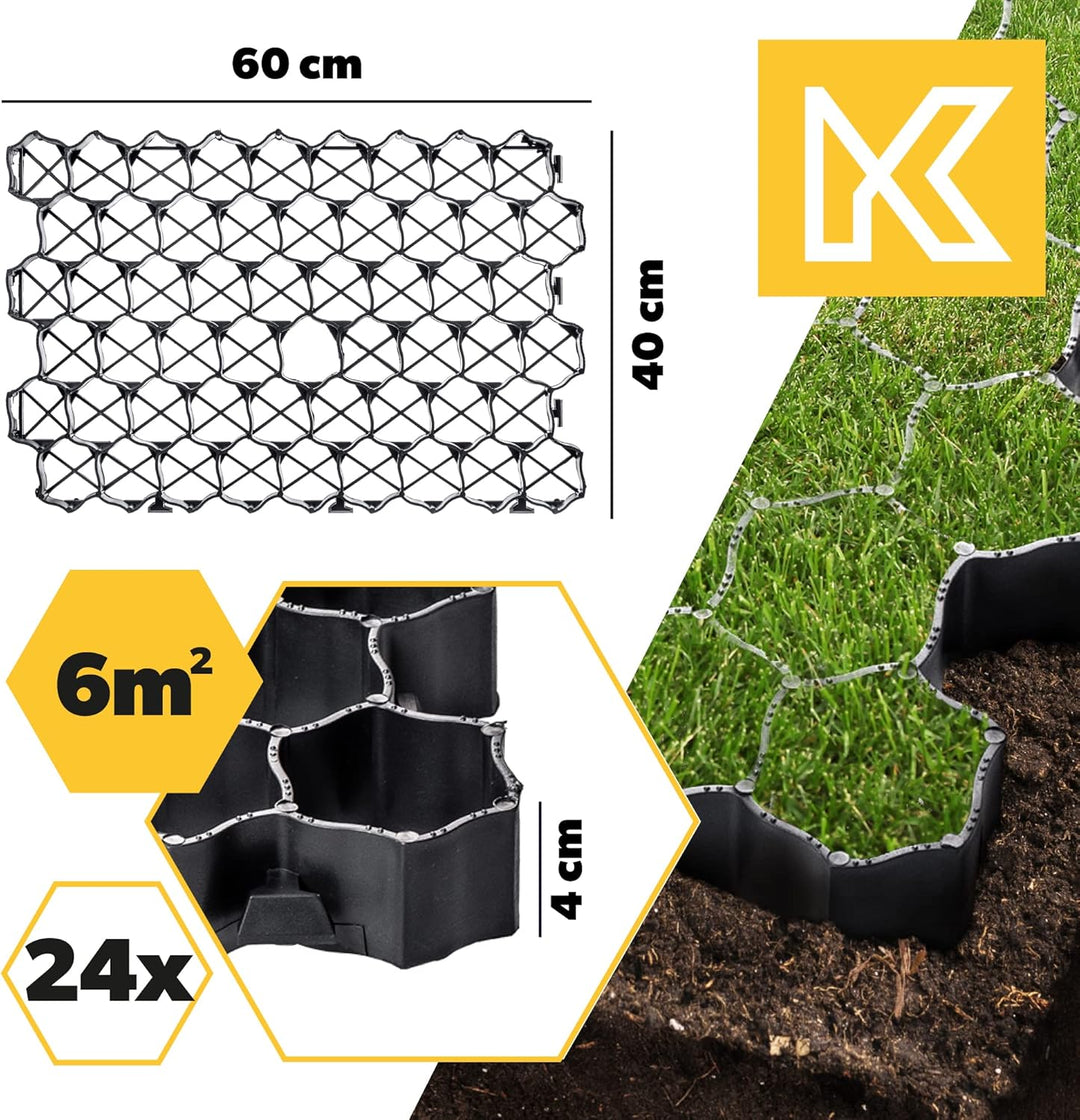 KADAX Paddockplatten aus Kunststoff, 60x40cm, 6 m², 2 Farben, Belastbarkeit bis zu 1000 t, Rasengitt