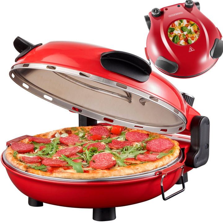 Pizzaofen elektrisch mit 32 cm Pizzastein | 390°C | Pizzabackofen | Pizza-Backstation | Elektrischer