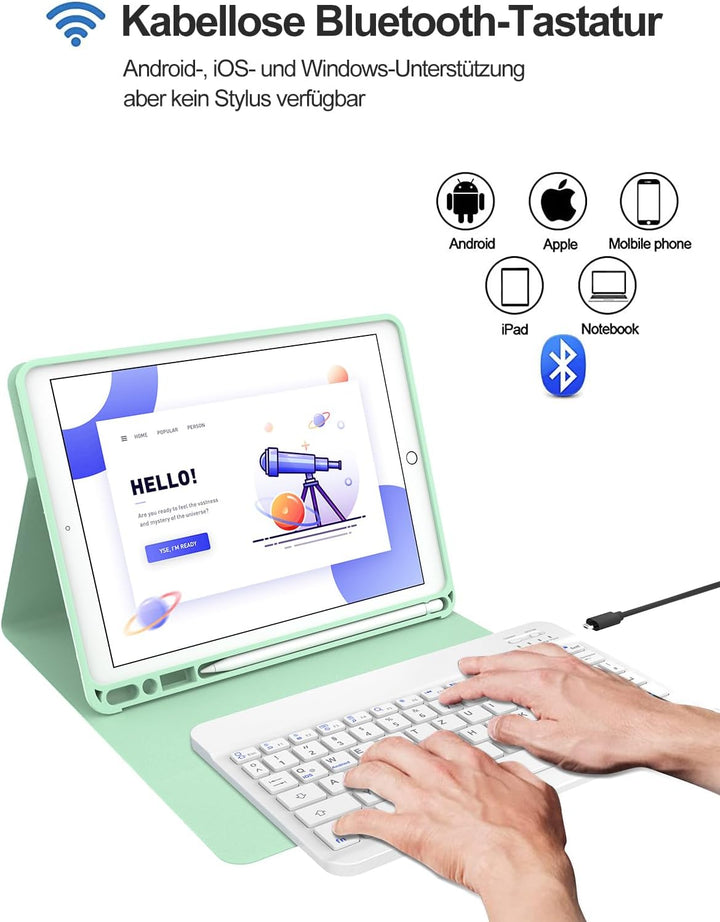 IVEOPPE iPad 9 Generation Hülle mit Tastatur,iPad 10.2 Hülle mit Tastatur, iPad Pro 10 5 Zoll Tastat