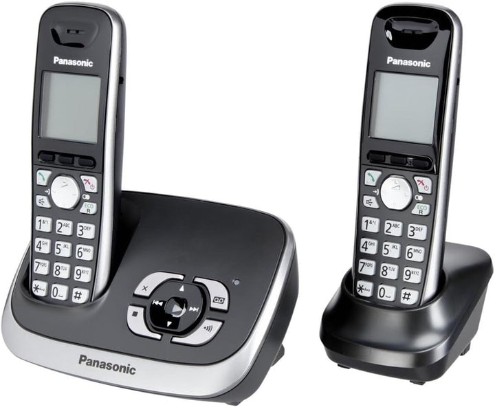 Panasonic KX-TG6522GB Duo Schnurlostelefon mit Anrufbeantworter schwarz schwarz Single, schwarz Sing