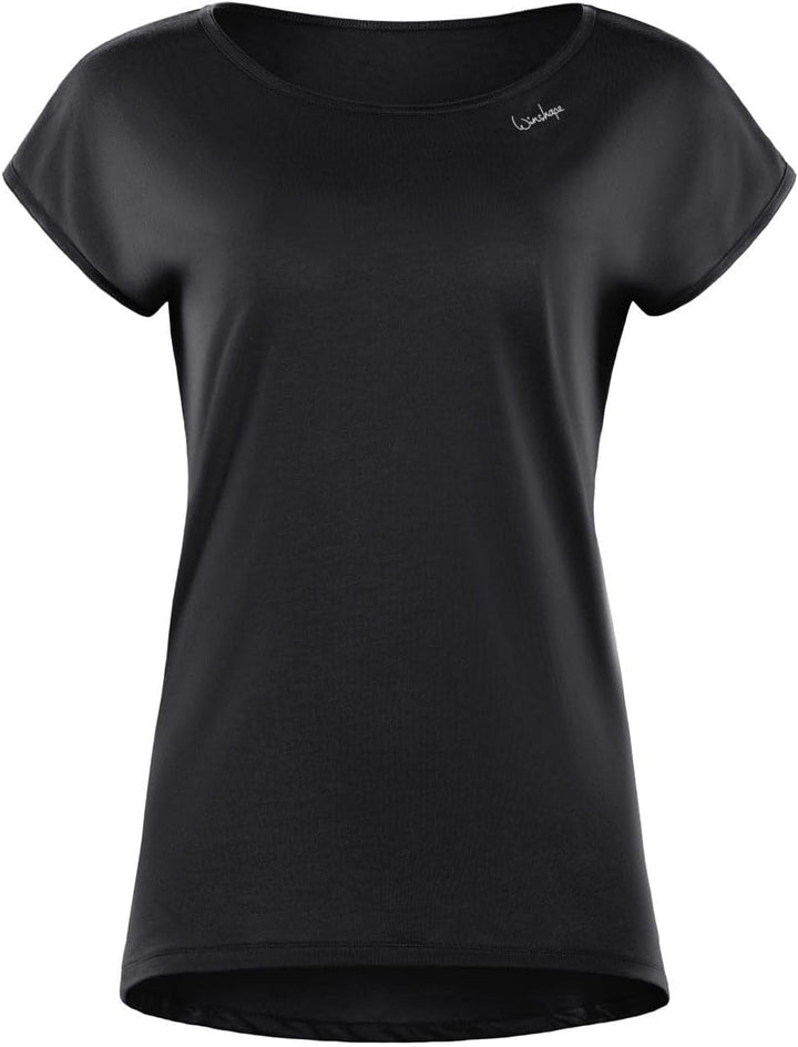 Winshape Damen Ultra leichtes Modal-Kurzarmshirt mit abgerundetem Saum MCT013 M Schwarz, M Schwarz