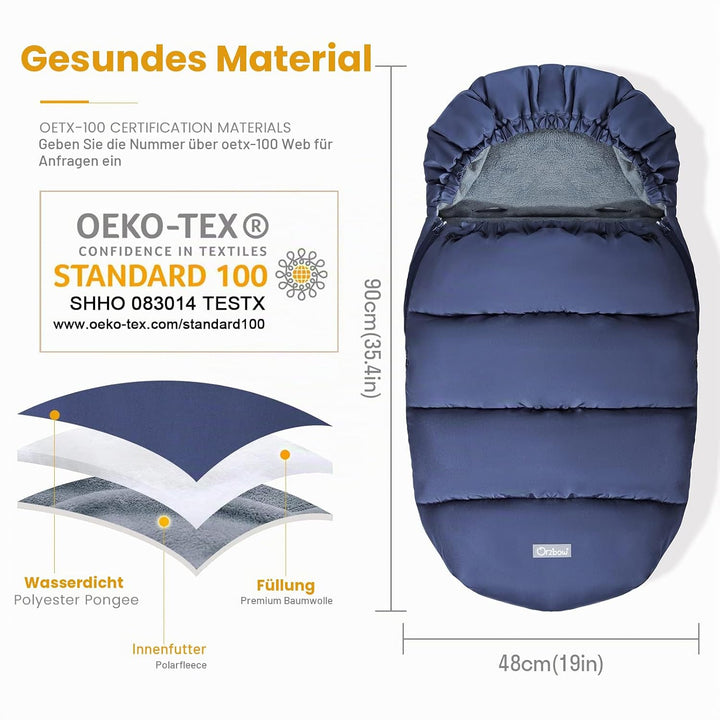 Orzbow Fusssack Kinderwagen Winter, Fusssack Buggy Fusssack Kinderwagen Baby Winter mit Wamres Polar