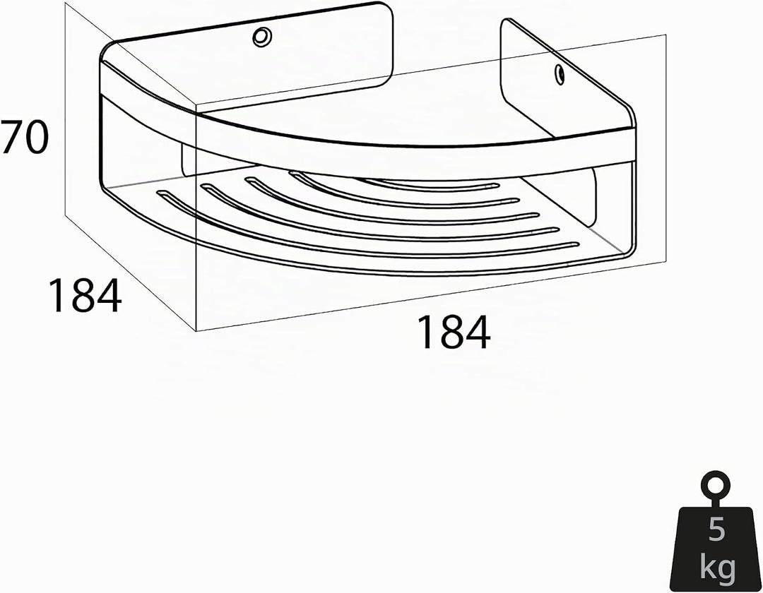Tiger Caddy Duschkorb Eckversion klein, platzsparende Duschablage aus rostfreiem Edelstahl, Farbe: S
