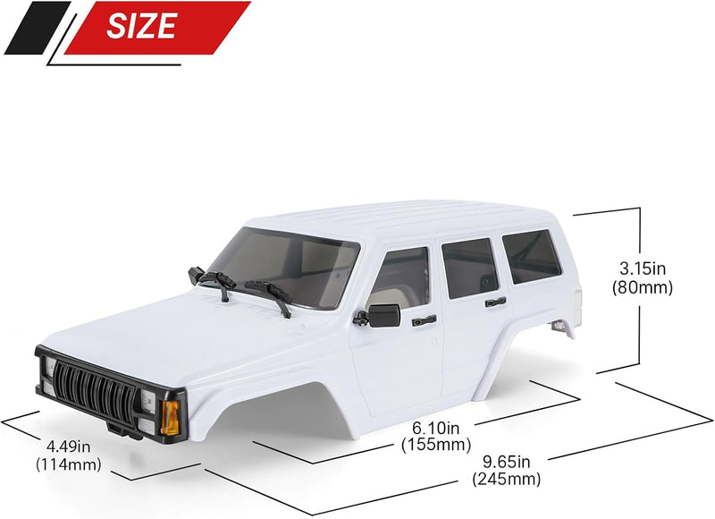 INJORA 6,10 Zoll Radstand ABS Hardtop Cherokee Karosserie für 1/18 RC Crawler TRX4M Bronco Defender