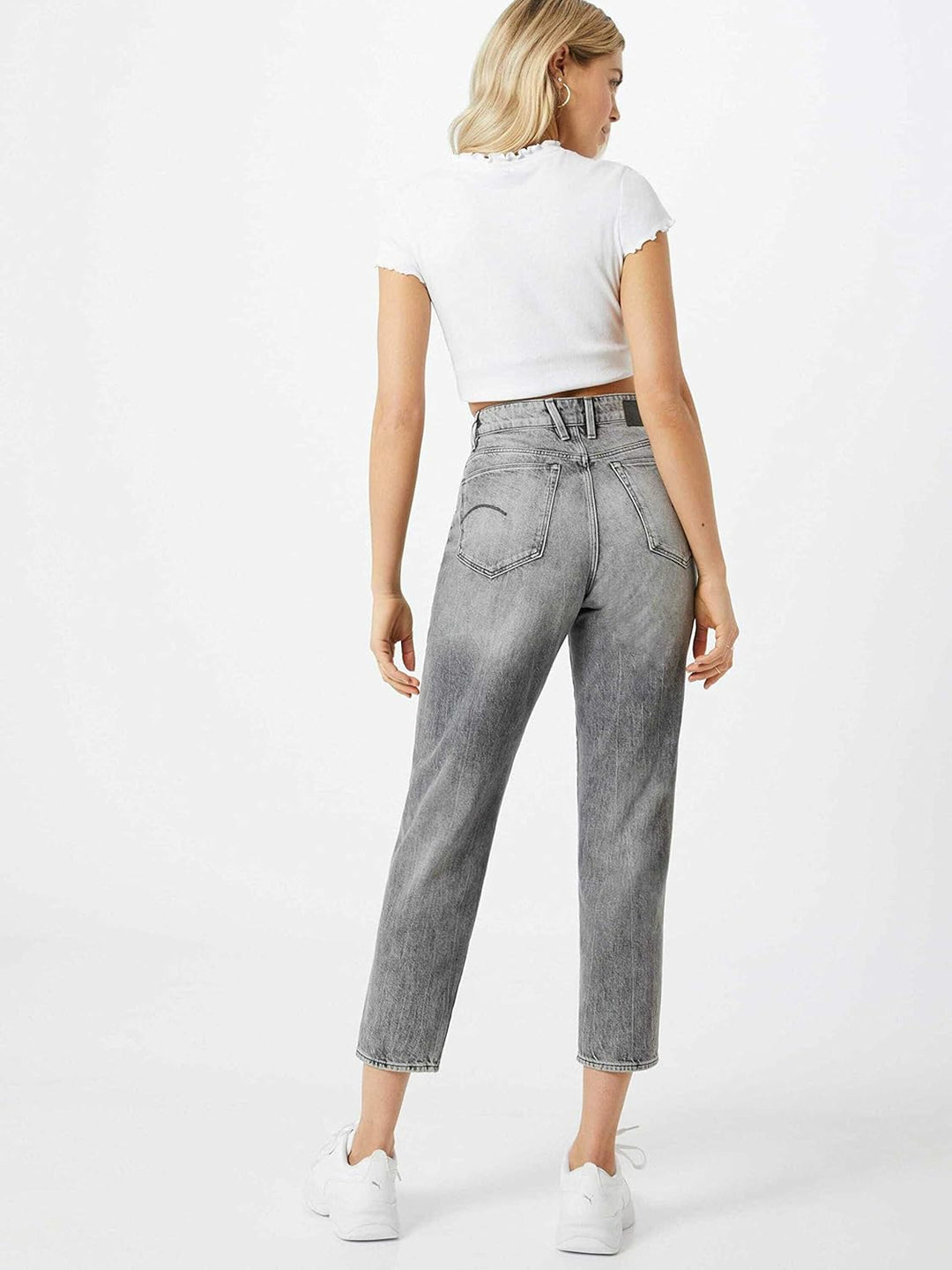 G-STAR Damen Janeh Ultra High Waist Mom Ankle Straight Jeans 25W / 32L Grau (Sun Faded Basalt D16083