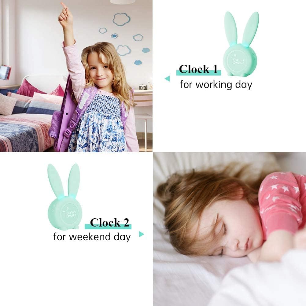 Kinder Lichtwecker Hasen Wecker Uhr Kinderwecker Rabbit Alarm Clock Wake Up Light Kreative Lampe Nac