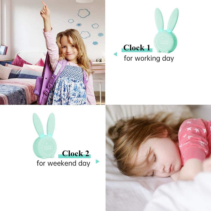 Kinder Lichtwecker Hasen Wecker Uhr Kinderwecker Rabbit Alarm Clock Wake Up Light Kreative Lampe Nac