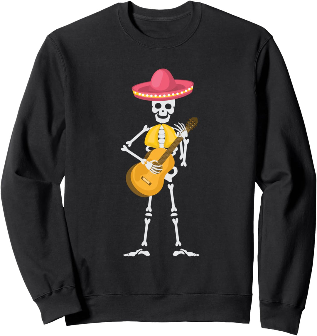Mexikanisches Mariachi Skelett mit Hut & Gitarre Sweatshirt