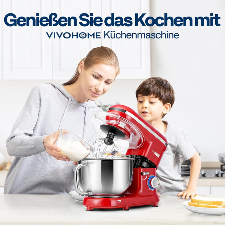 VIVOHOME Küchenmaschine 5,7L Knetmaschine 1500W Küchenmaschinen mit 10 Geschwindigkeiten Pulsfunktio