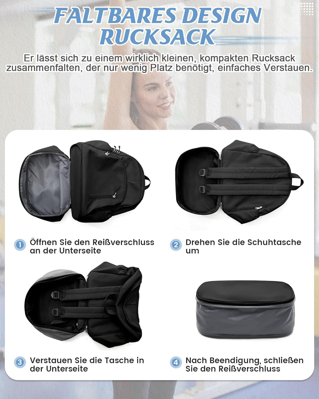 suradar Sportrucksack für Frauen mit Nasstasche und Schuhfach Sportrucksack Damen Gym Backpack Rucks