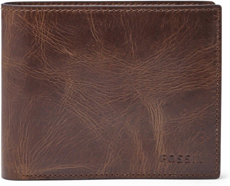 Fossil Geldbörse für Herren Derrick, Leder Bifold Dunkelbraun 11,4 cm L x 2,5 cm B x 9,5 cm H ML3687