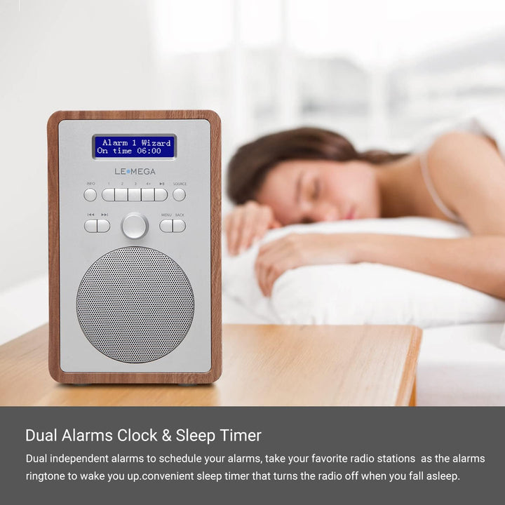 LEMEGA CR2+ DAB/DAB+ Digitalradio,UKW-Digitalradio,DAB-Radio Netzbetrieben,Doppelter Wecker,Küchen-S