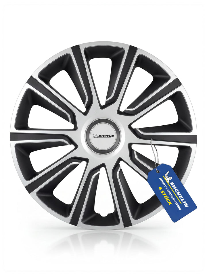 MICHELIN Radkappen 15 Zoll Universal Radzierblenden Louise 4er Set Fürs Auto ABS Kunststoff | Schwar