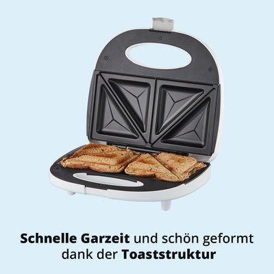 KHG Sandwichmaker weiss Kontaktgrill Toaster 700W mit Antihaftbeschichtung, Verriegelung & Kontrolll