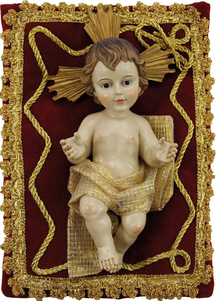 FADEDA Jesuskind auf Kissen, rot/Höhe:24 cm/handbemalt/detailgetreue Krippen Figuren - Weihnachten T