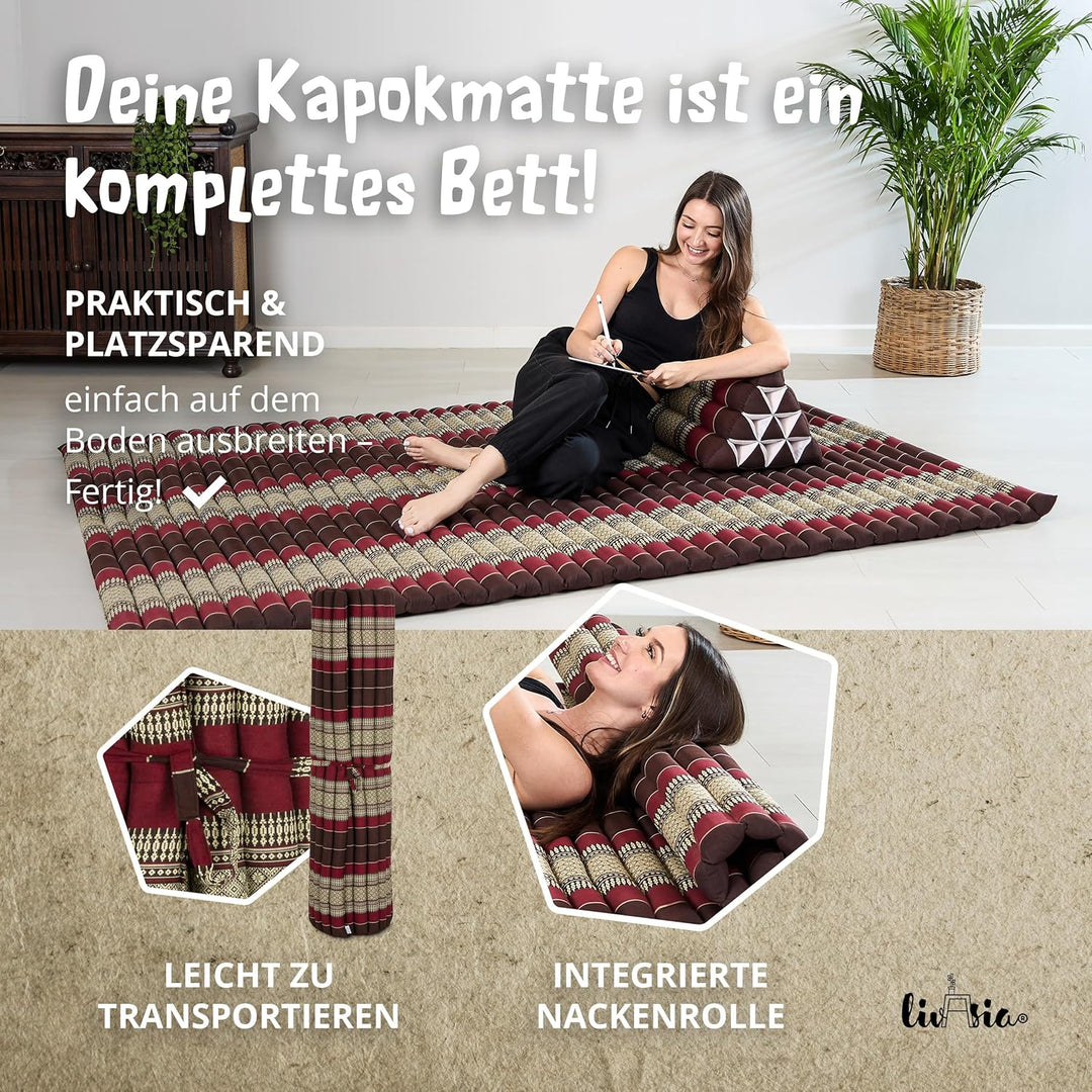 livasia Rollmatte Rollmatratze L-200x110x4,5cm, Gästebett Gästematratze 1 Person, Reisebett Kofferra