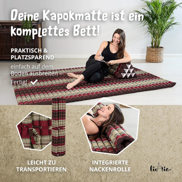 livasia Rollmatte Rollmatratze L-200x110x4,5cm, Gästebett Gästematratze 1 Person, Reisebett Kofferra