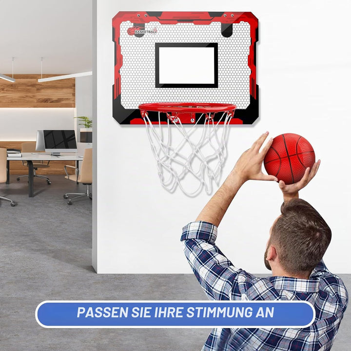 Indoor Basketballkorb Set mit 4 Bällen für Kinder Erwachsene, Basketball hängen an der Tür für Zimme