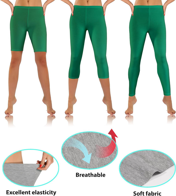 sesto senso 3 Paar Damen Sport Leggings Verschiedene Beinlängen Baumwolle Bunt Yoga Fitness Hose 1/2