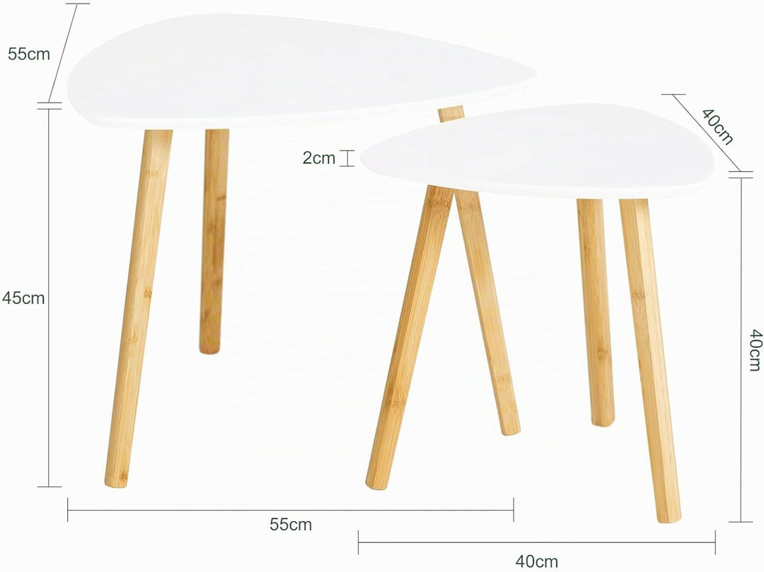 SoBuy FBT74-W 2er Set Beistelltisch mit Ablagen Couchtisch Sofatisch Kaffeetisch Satztisch Bambus We