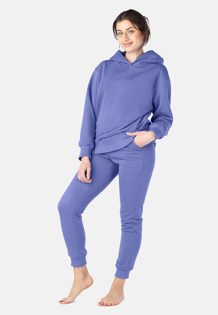 Bellivalini Kapuzenpullover lang Damen Hoodie Sportanzug Oberteil Jogging Pullover BLV210 S Lila-bla