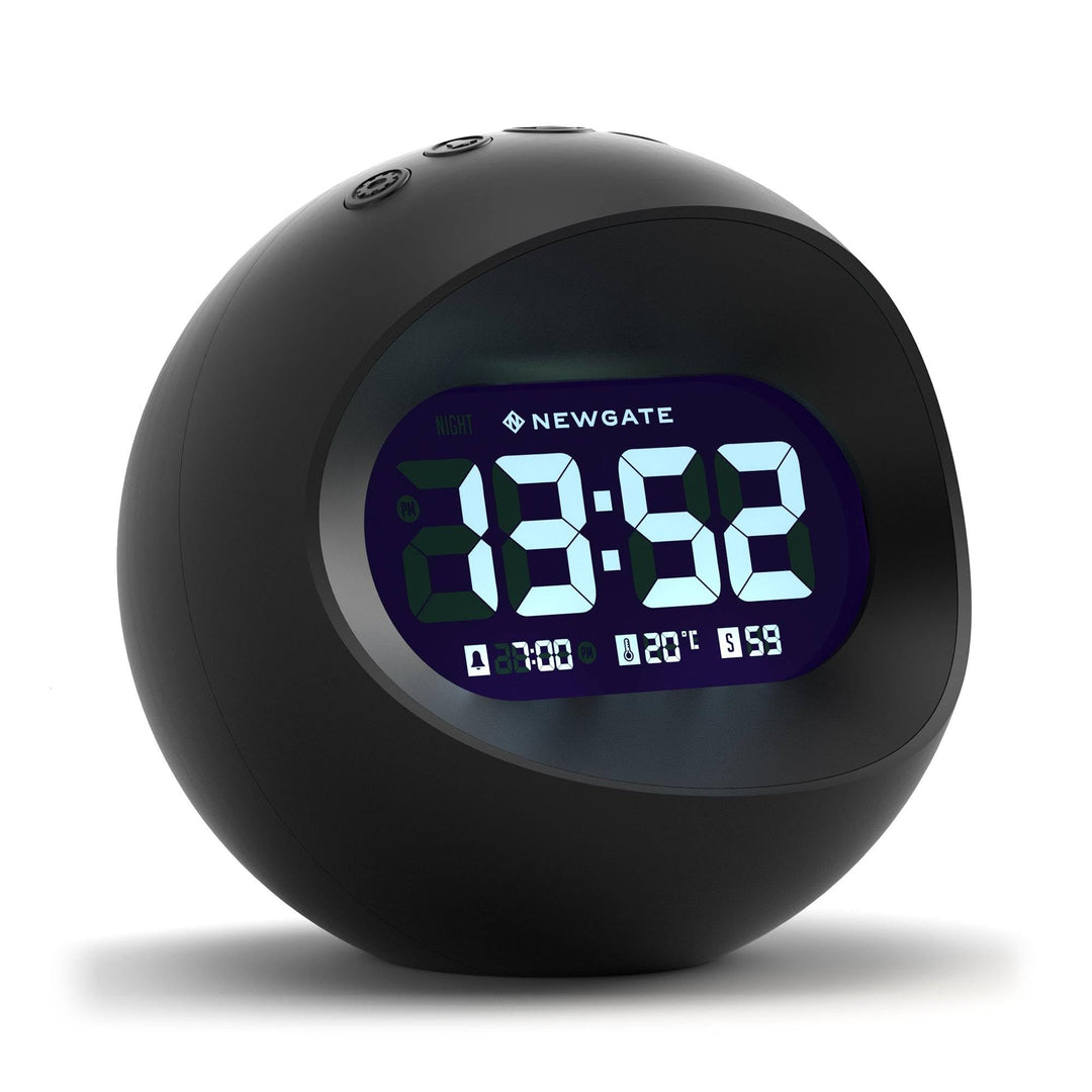 NEWGATE® Digital Centre of The Earth Wecker (Schwarz mit schwarzem LCD-Display) Black With Black Lcd