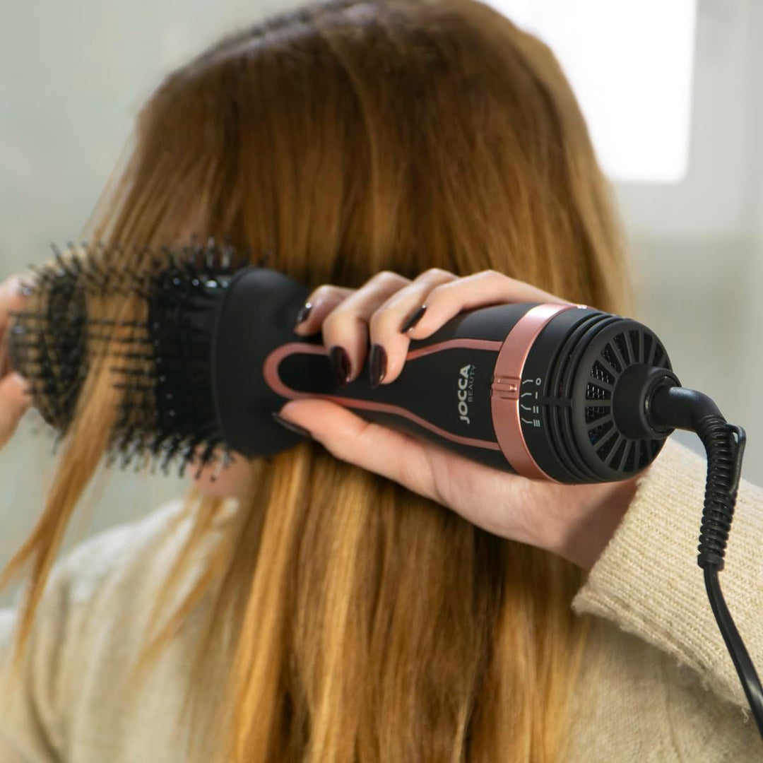 JOCCA – 4-in-1-Haartrocknerbürste | Trockner, Lockenwickler, Glätteisen und Volumengeber | Ovales De