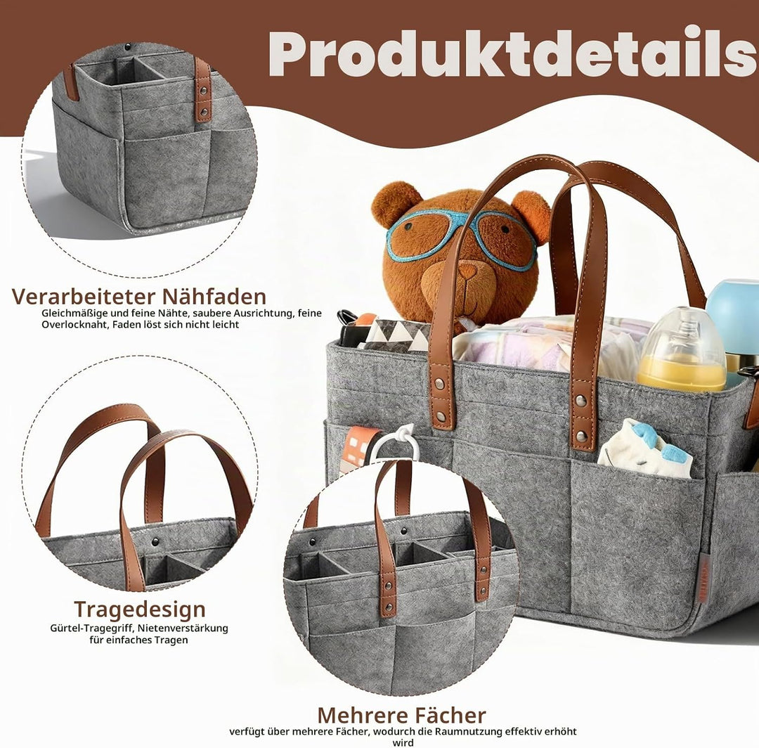 Filztasche Storage Faltbar, 16L Filztaschen Einkaufstasche mit Fächern Filztaschestorage Faltbar Fil