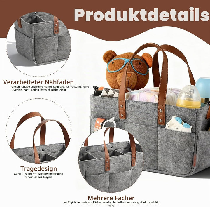 Filztasche Storage Faltbar, 16L Filztaschen Einkaufstasche mit Fächern Filztaschestorage Faltbar Fil