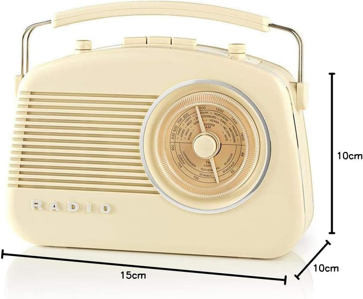Nedis - UKW-Radio - 60 W - Bluetooth® - Retro-Design - Built-In Lithium-Ion - Integrierte Mikrofon -
