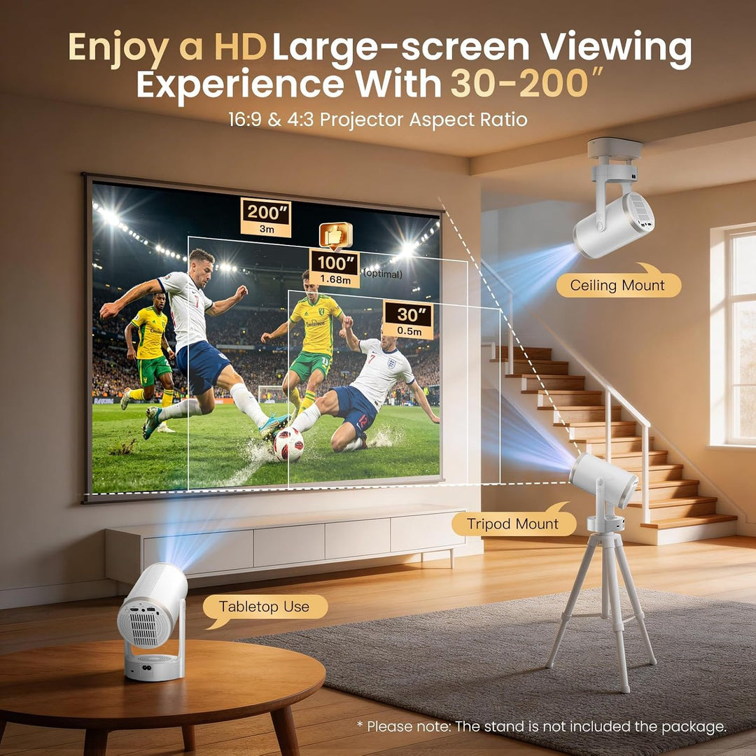 Mini Beamer 4K 1080P Full HD, 200ANSI Projektor, Auto Fokus &amp; Auto Keystone | 22.000 Lumen, WLAN 6 &amp;
