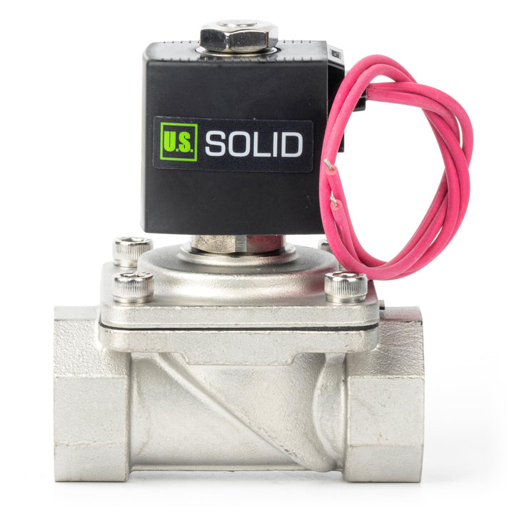 U.S. Solid 1" Magnetventil - Edelstahl DC 12V mit Viton-Dichtung, stromlos geschlossen, Bleidraht-Ty