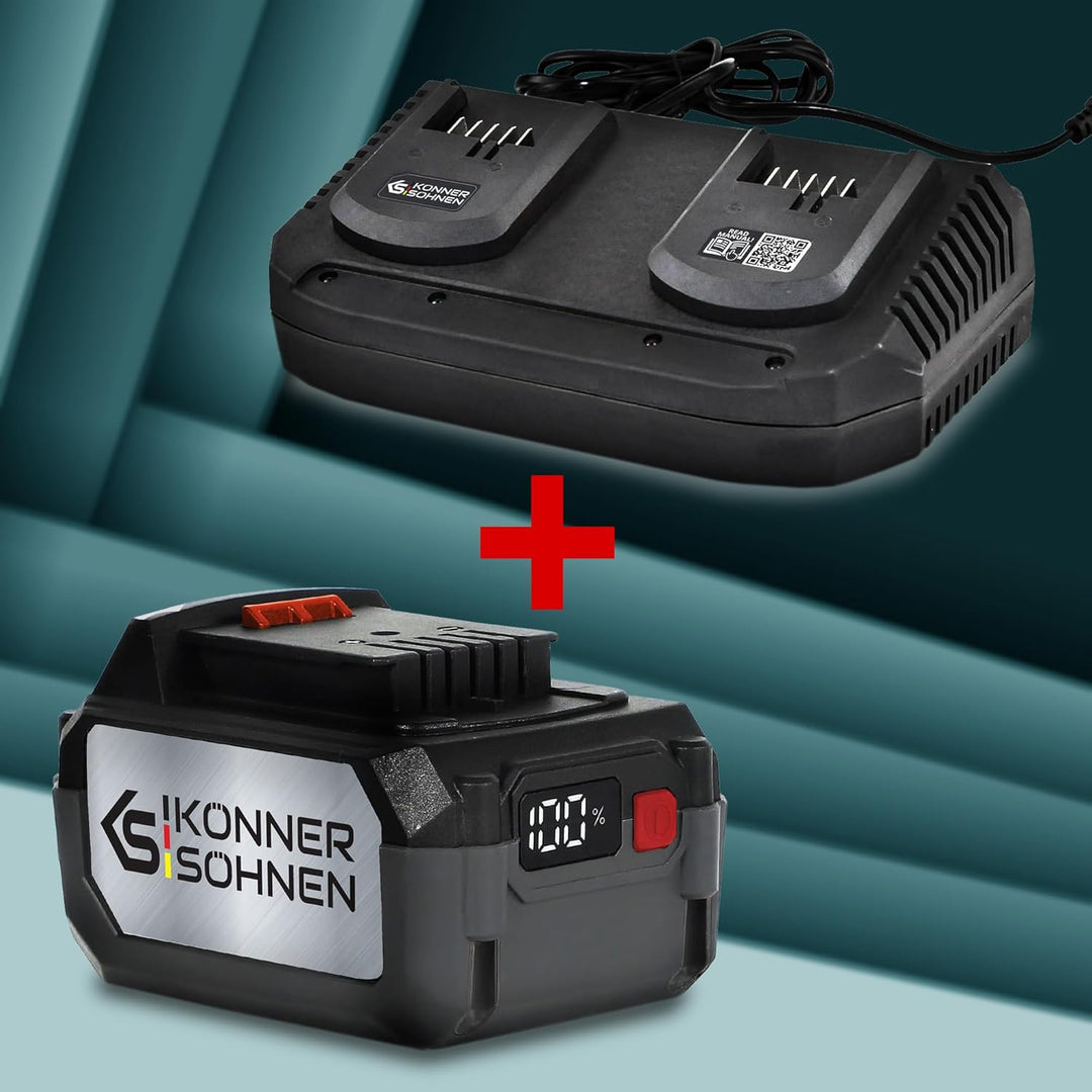 K&S Könner&Söhnen Set Ladegerät für Li-Ion Aku KS C35A-2 + Li-Ion Akku 20V KS 20V4-1 (2pcs),Ladegerä