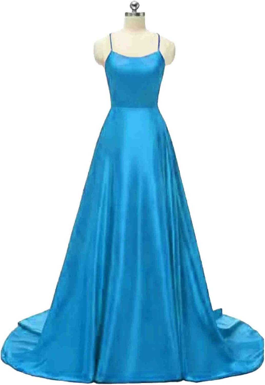 xxxiticat Damen Elegant Lange Ballkleider mit Taschen Satin A-Linie Backless Hochzeitskleid Abendkle